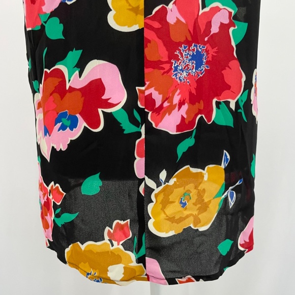 Who What Wear Floral Print Sleeveless Blouse Tank Top Black Multi Size Small - Picture 10 of 15